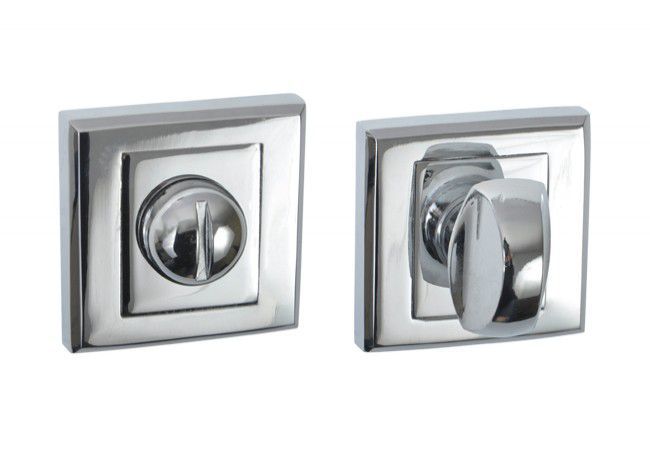 CLARA Square WC Door Escutcheon Set Chrome Finish Zinc Alloy Dual Side