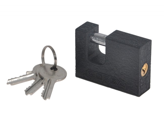 GERDA IRON LINE KZT 60mm Padlock Cast Iron Black Corrosion Resistant Gerda Class 6/7