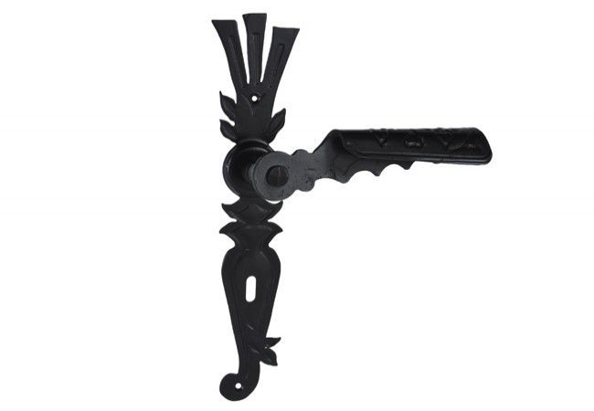 KUTA Door Handle Set Black Forged Steel 90mm Keyhole 8mm Spindle