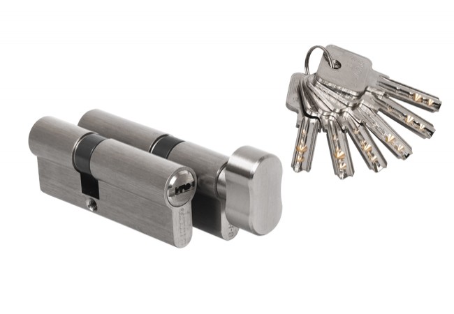 Set of B-Harko DR STRONG 30/40 + 30G/40 inserts, satin nickel, 6 dimple keys