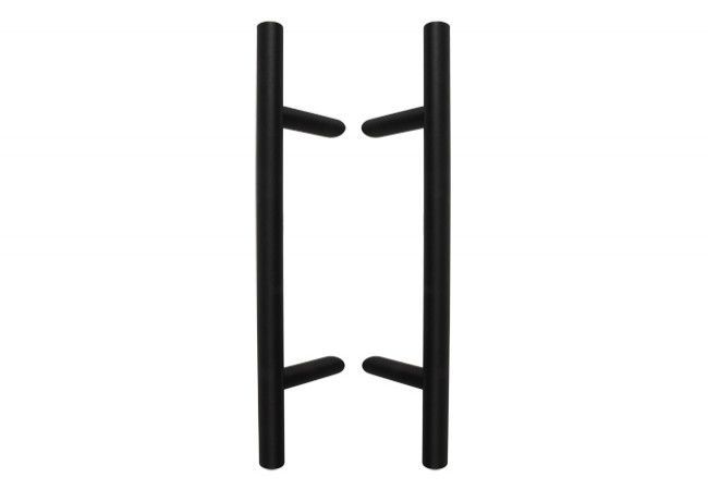 PA45 One-Sided Door Pull Handle fi30 x 400 L600 Aluminum Black C35 Anodized Finish