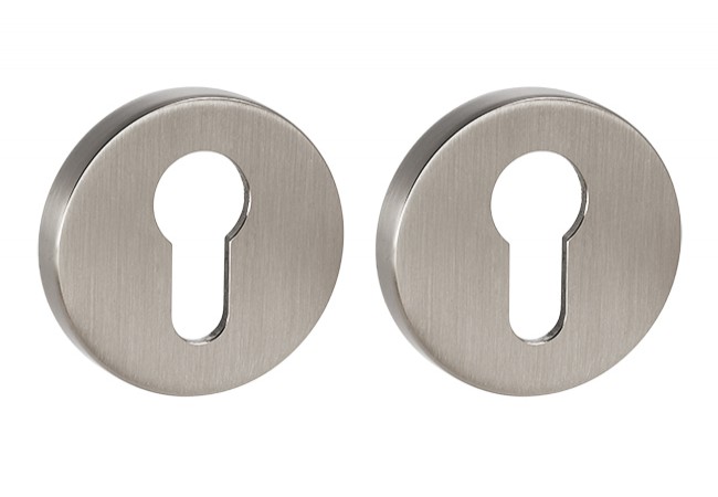 GAMET PLT26J-Y-G7-I Round Escutcheon Euro Profile Brushed Nickel Set for Interior Doors
