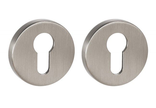 GAMET PLT26J-Y-G7-I Round Escutcheon Euro Profile Brushed Nickel Set for Interior Doors