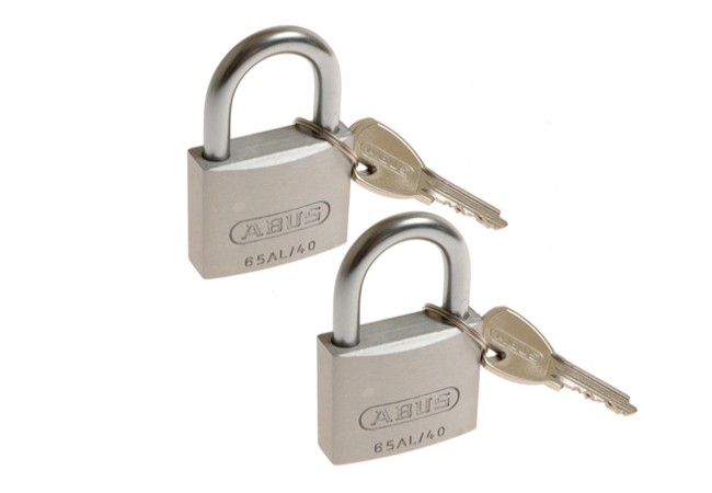 ABUS 727TI/40 TITALIUM Padlock 40mm Keyed Alike Set of 2 High Corrosion Resistance