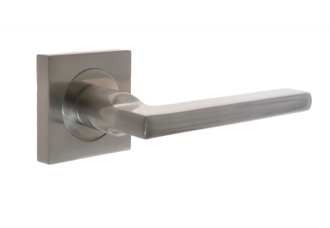 B-Harko Platanus Door Handle Set Square Rosette Concealed Nickel Finish