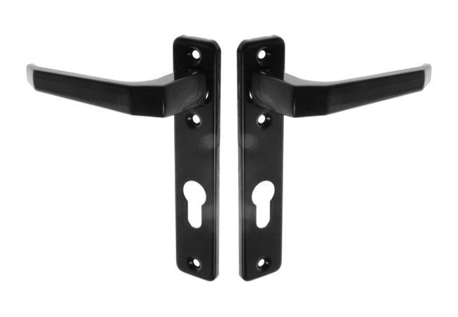 Metalplast Częstochowa K-90 (165) Door Handle Narrow Backplate 90 mm Center Black