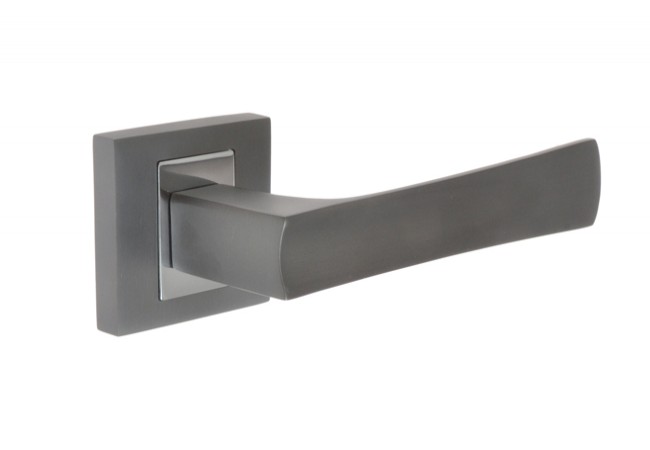 KUCHINOX NERO Door Handle Square Rose Graphite/Chrome ZnAl 5mm Reinforced Fixing