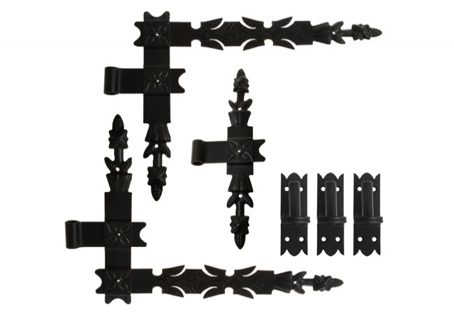 Forged Steel Angular Door Hinge Set 600x460mm Hook Attachment Decorative (6pcs)