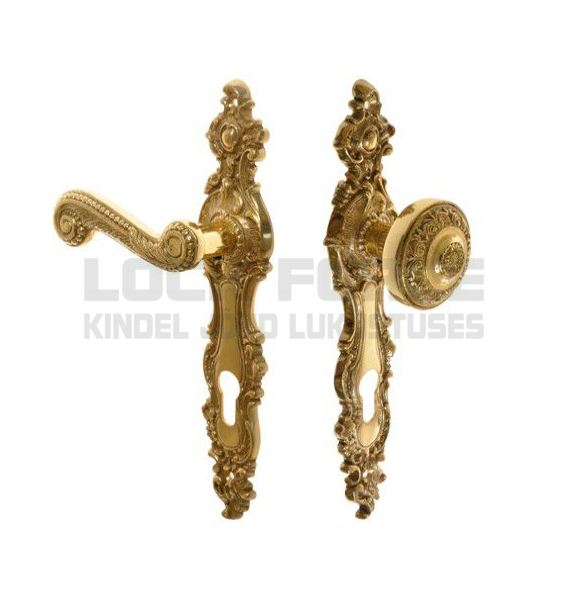 DOOR HANDLE WITH KNOB 92 PZ BRASS, RIGHT