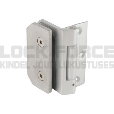 GLASS DOOR HINGE RIGA, WALL/GLASS, ALU LOOK, 6-10 MM GLASS, WITHOUT COVERS