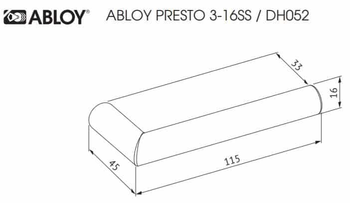 Ukselink Abloy Presto 3-16SS/030 sileuksele