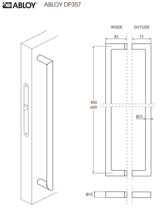 Käepide Abloy Inoxi 137 S