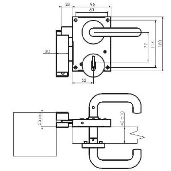 Väravaluku komplekt PVS-52 ZN