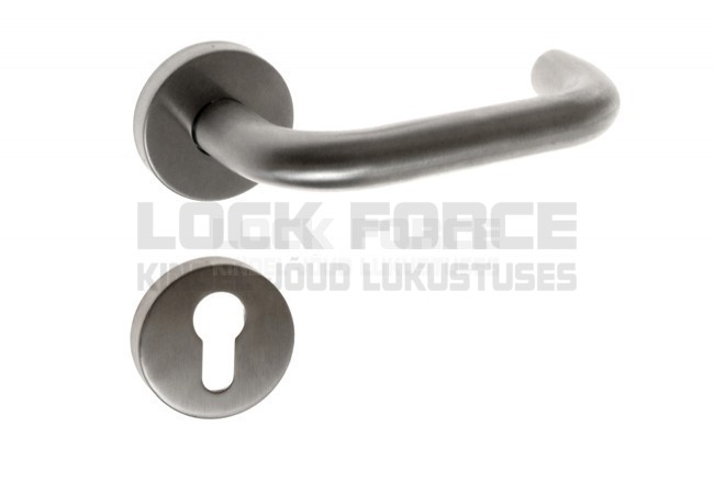 DOOR HANDLE, U-SHAPE Ø19 MM + ESCUTCHEON PZ STAINLESS STEEL