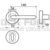 DOOR HANDLE, U-SHAPE Ø19 MM + ESCUTCHEON PZ STAINLESS STEEL