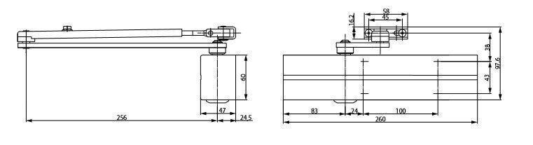 Uksesulgur ABLOY DC336 BC AL/Must EN klass 3-6 120kg 1400mm