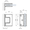 ADJUSTABLE SPRING HINGE WITH OFFSET FIXING PLATE (GLASS TO WALL) CDA RIMINI TGAH901OS SSS