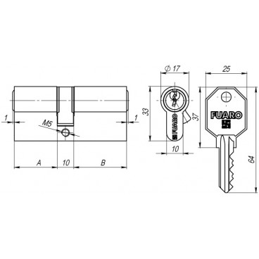 Lukusüdamik Fuaro 100 CA 68 mm (26+10+32) CP kroom 3 kl.