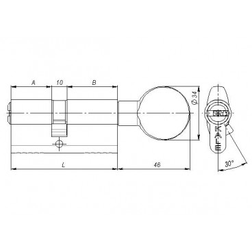 Lukusüdamik s vertushkoj Kale 164 SM/68 (31-37) mm messing 5 võtit