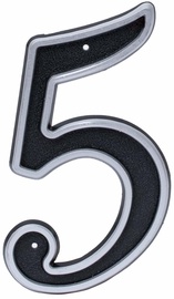 Uksenumber "5" Haushalt NP15080C, 12.6 cm x 7.8 cm, plastik, must v./matt hõbedane v.