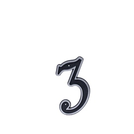 Uksenumber "3" Haushalt NP15080C, 13.1 cm x 7.8 cm, plastik, must v./matt hõbedane v.