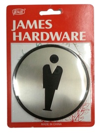Infomärk James Hardware SN001-5 SS, Ø 9.7 cm, plastik/teras/roostevaba teras, hõbe v./must v.