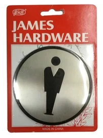 Infomärk James Hardware SN001-5 SS, Ø 9.7 cm, plastik/teras/roostevaba teras, hõbe v./must v.